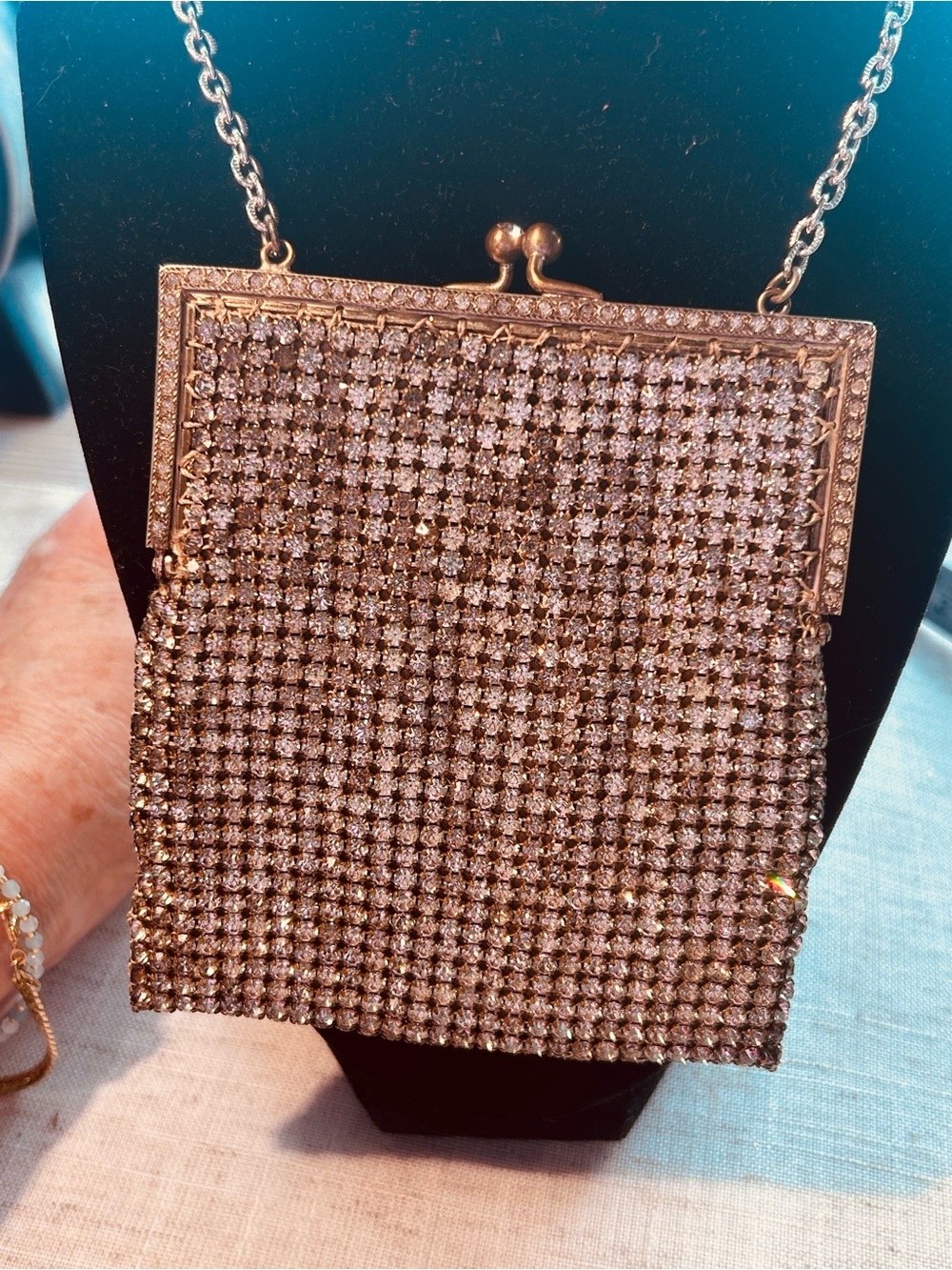 Rhinestone.vintage Crossbody Bag in silver